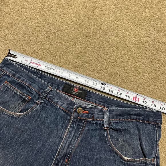 Y2K Corked Baggy Skater Orange Embroidered Long Jorts 38W - Picture 3 of 6